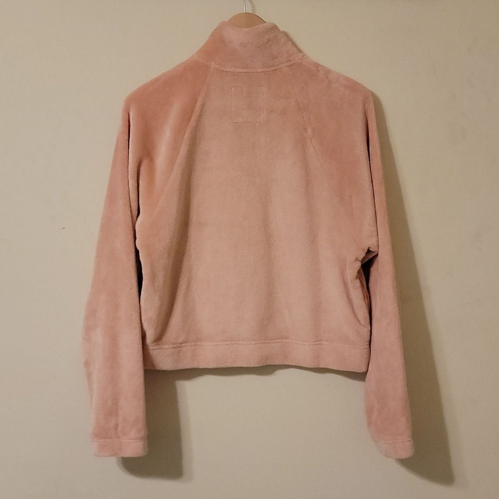 NWOT Hollister Cropped Faux Fur Teddy Half Zip Pullover Blush Pink - Picture 3 of 6